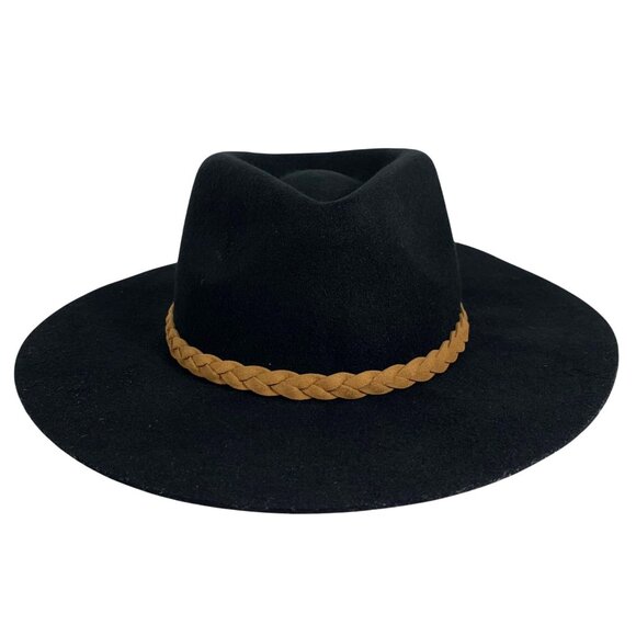 Womens Classic Wide Brim Felt Fedora Travel Western Fashion Hat Braided Band - Picture 1 of 9